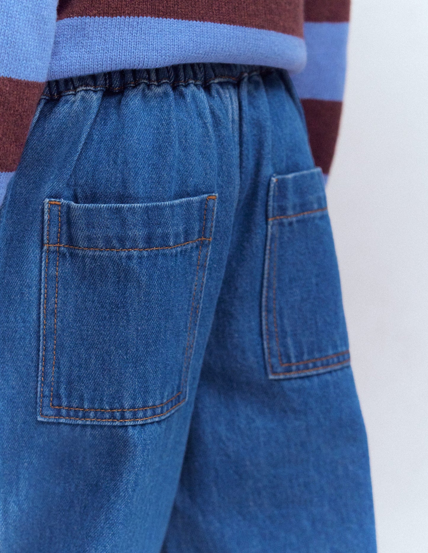 Pull-on Cuffed Jeans-Mid Vintage
