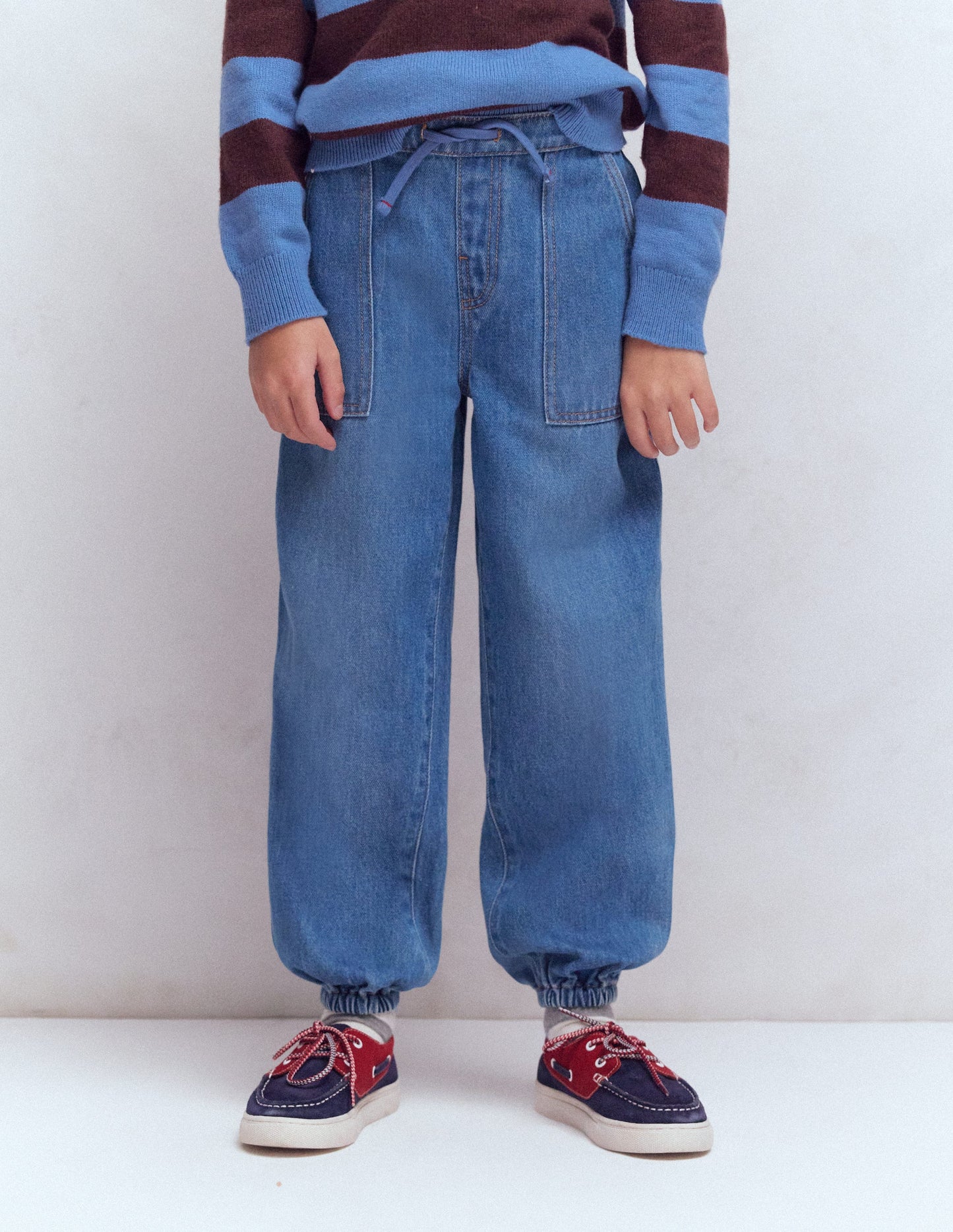 Pull-on Cuffed Jeans-Mid Vintage