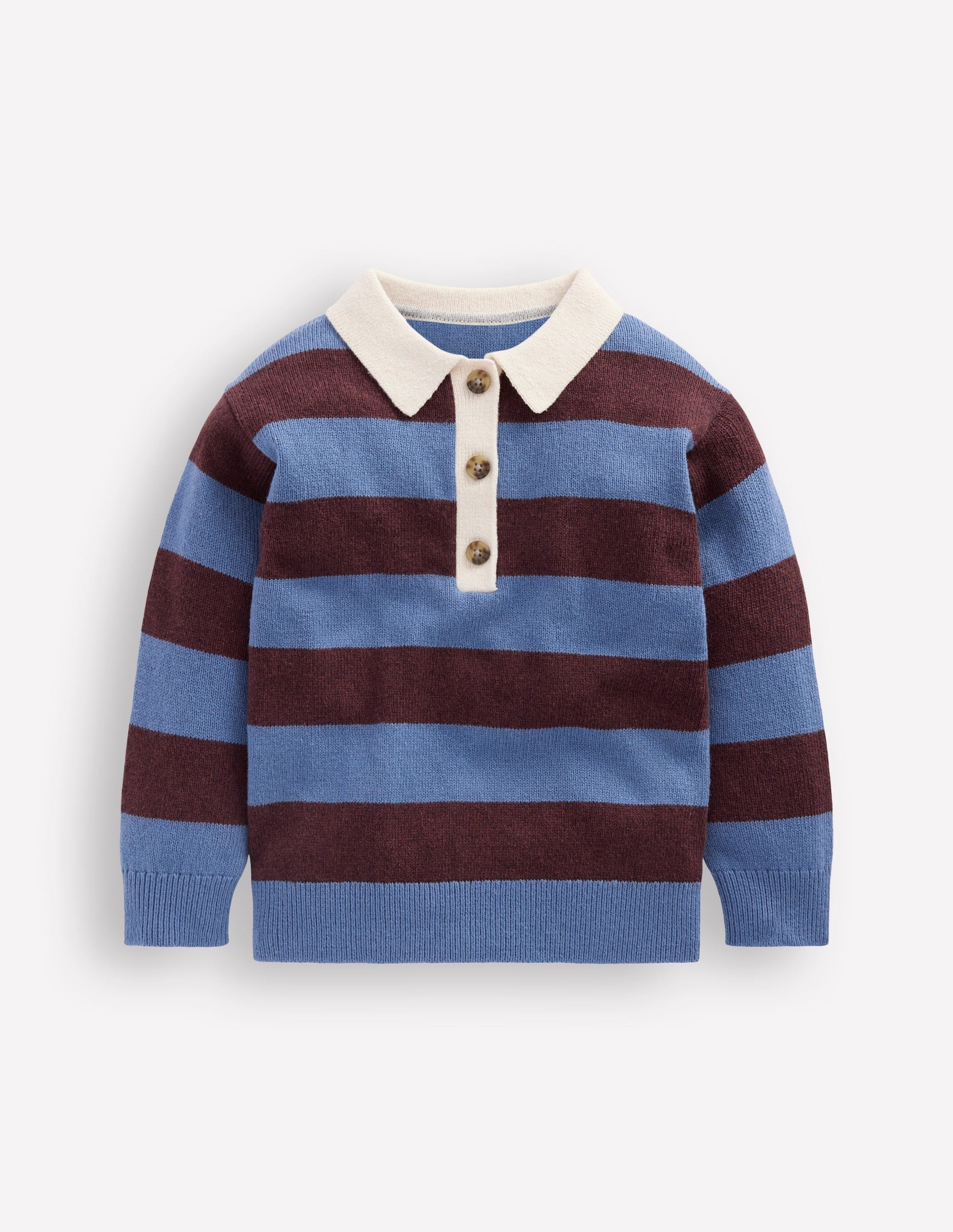 Knitted Rugby Jumper-Blue and Brown Stripe-2