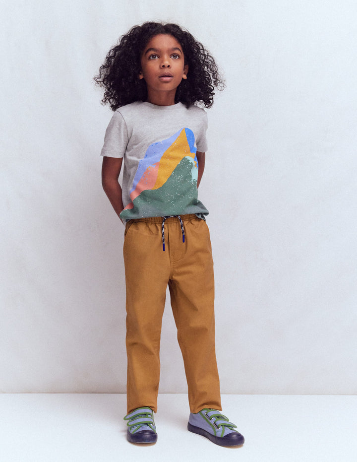 Slim Pull-on Trousers-Butterscotch Brown