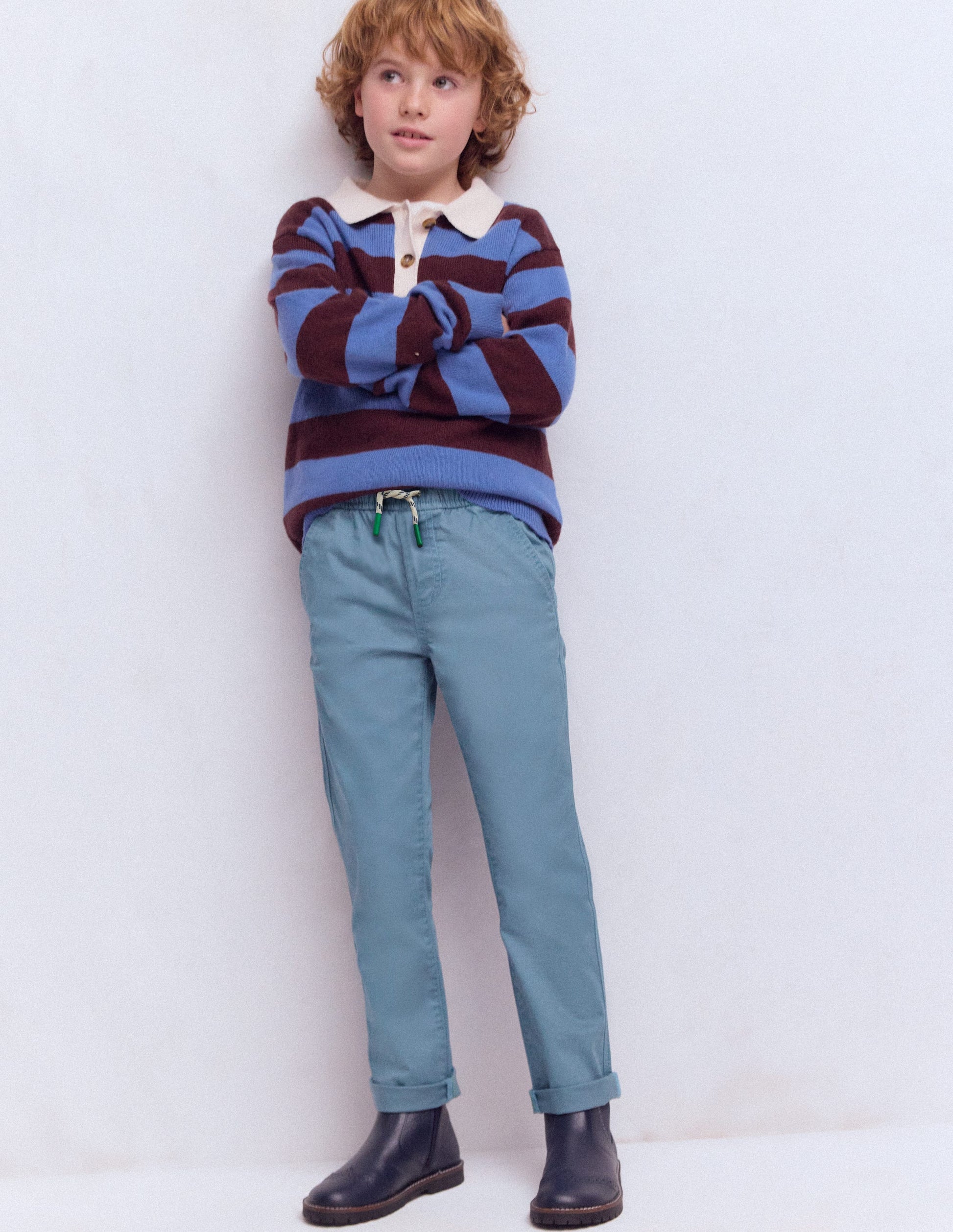Slim Pull-on Trousers-Bering sea-1