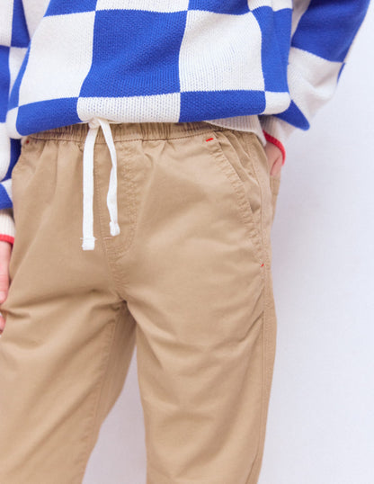 Slim Pull-on Trousers-Greige-2