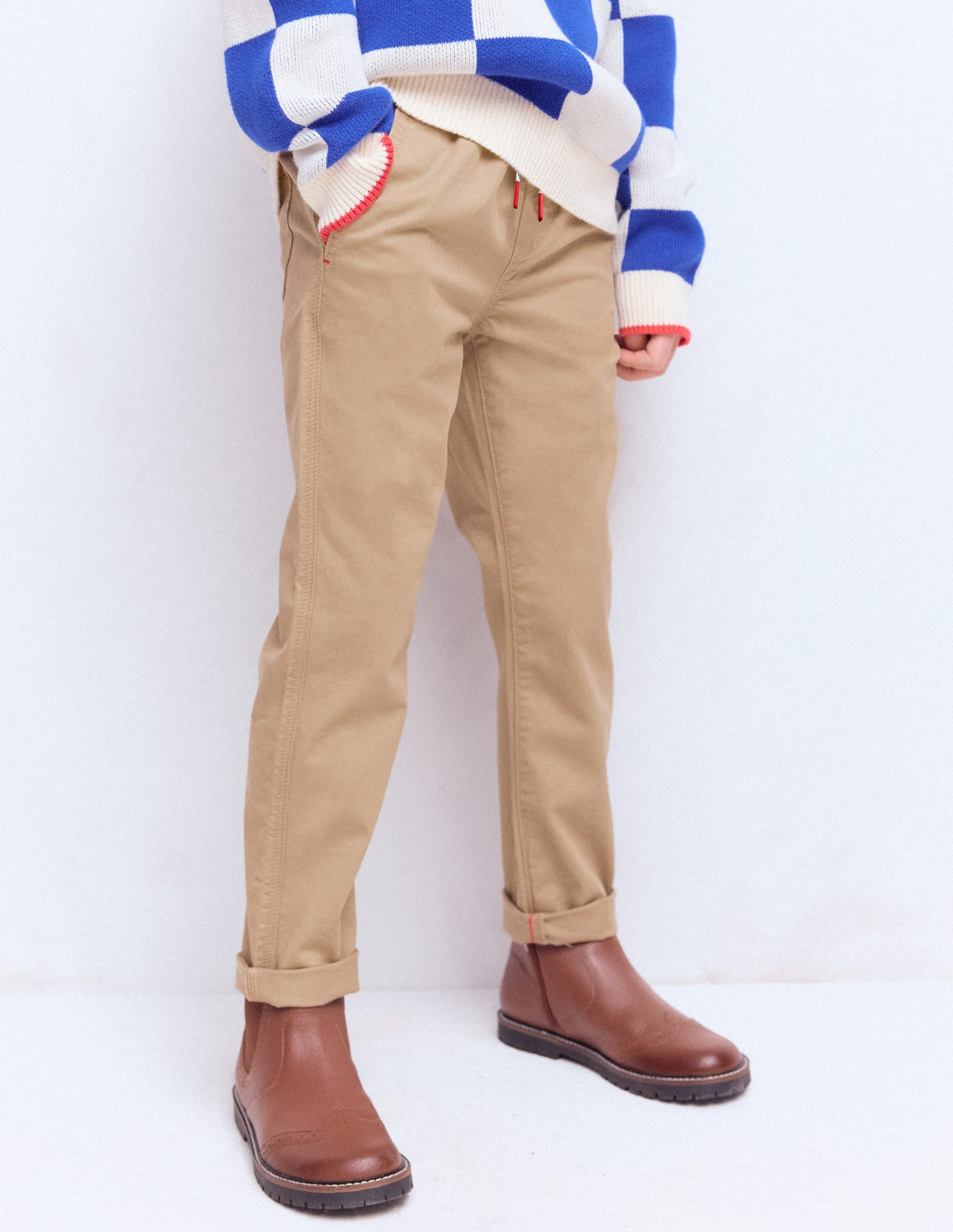 Slim Pull-on Trousers-Greige - Image 4