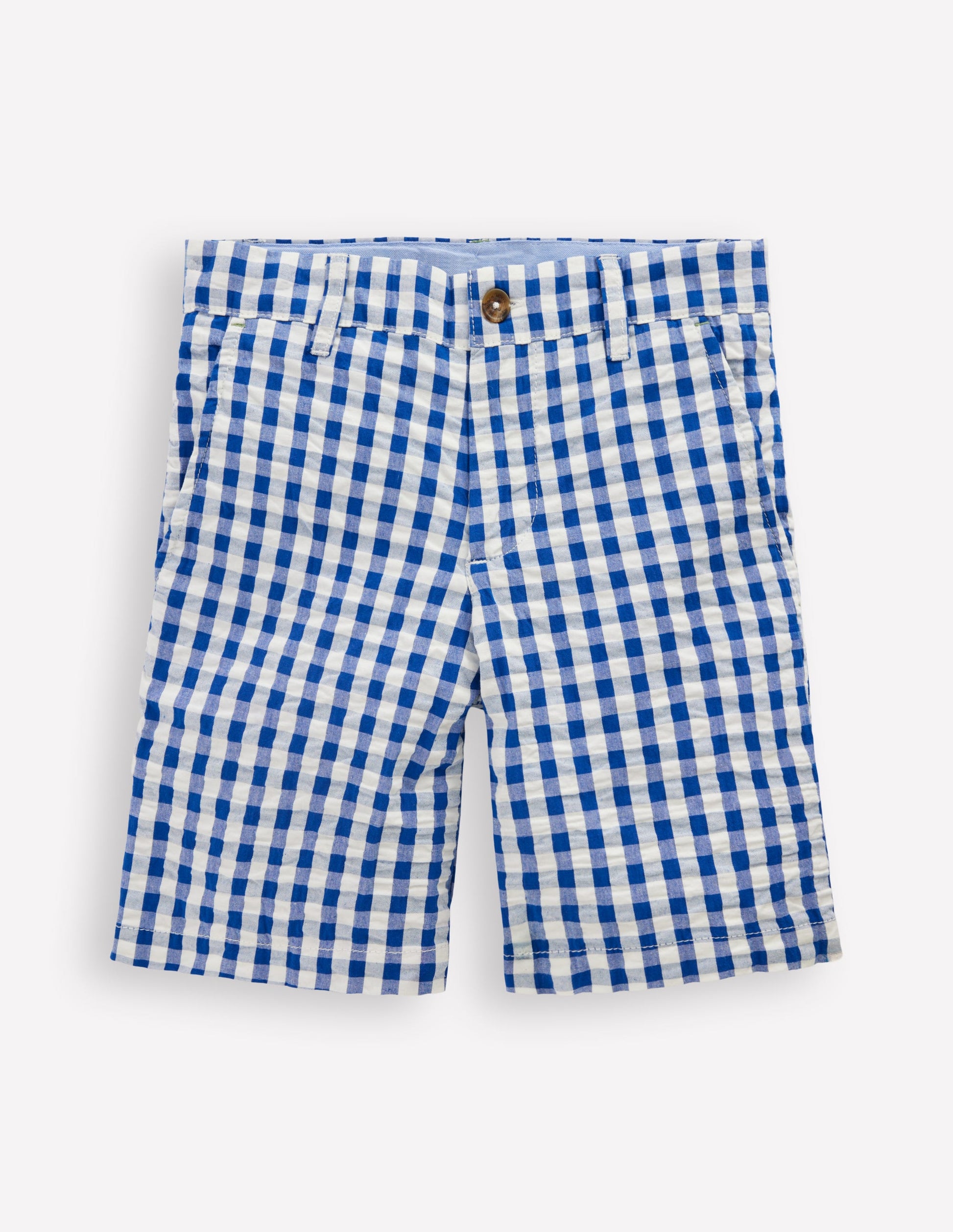 Textured Shorts-Blue Gingham-1