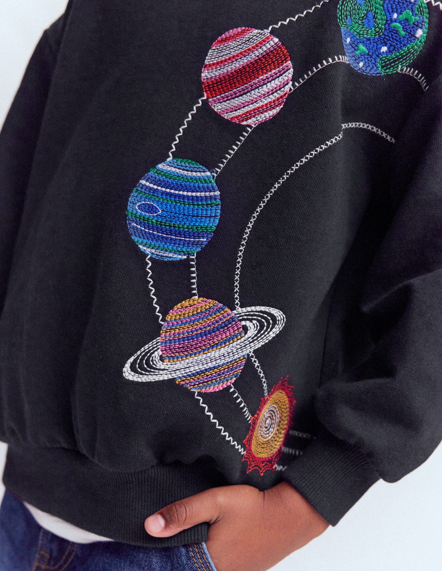 Embroidered Sweatshirt-Shadow Grey Space