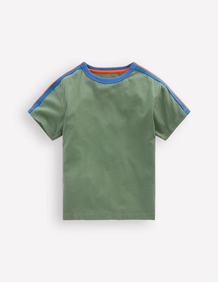 Relaxed Rainbow Tape T-shirt-Bottle Green