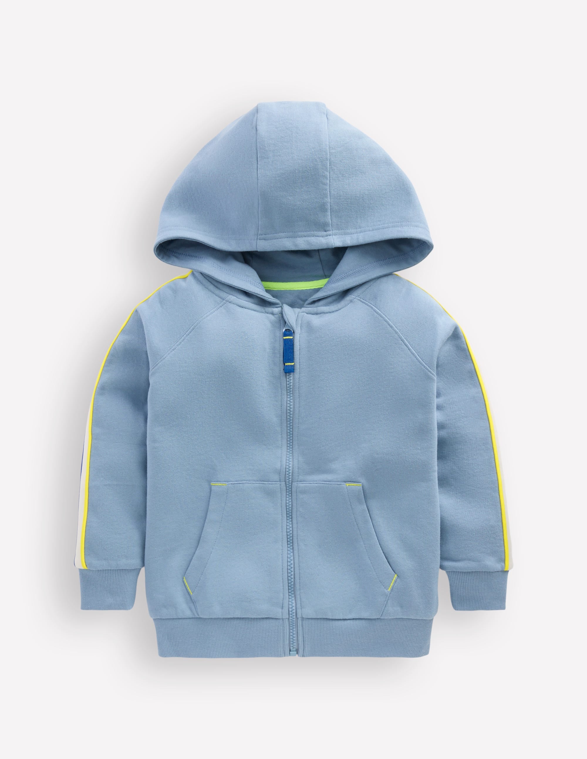 Tape Detail Zip-through Hoodie-French Blue - Image 1