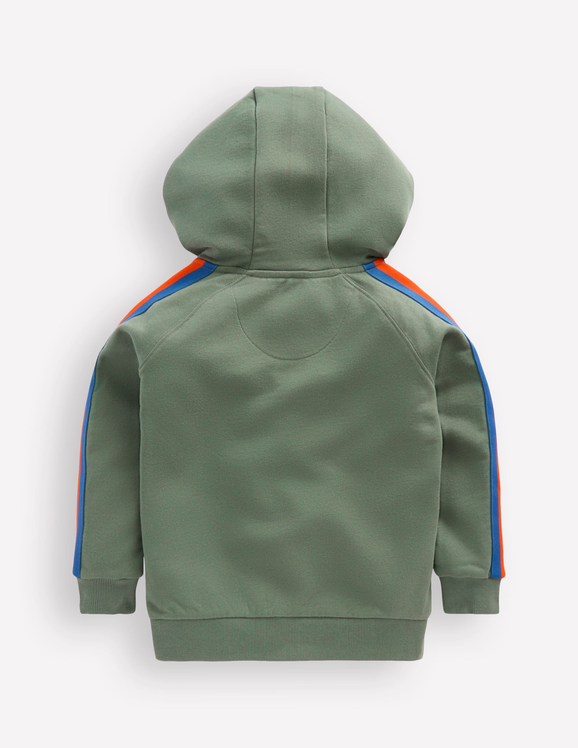 Tape Detail Zip-through Hoodie-Bottle Green - Image 3