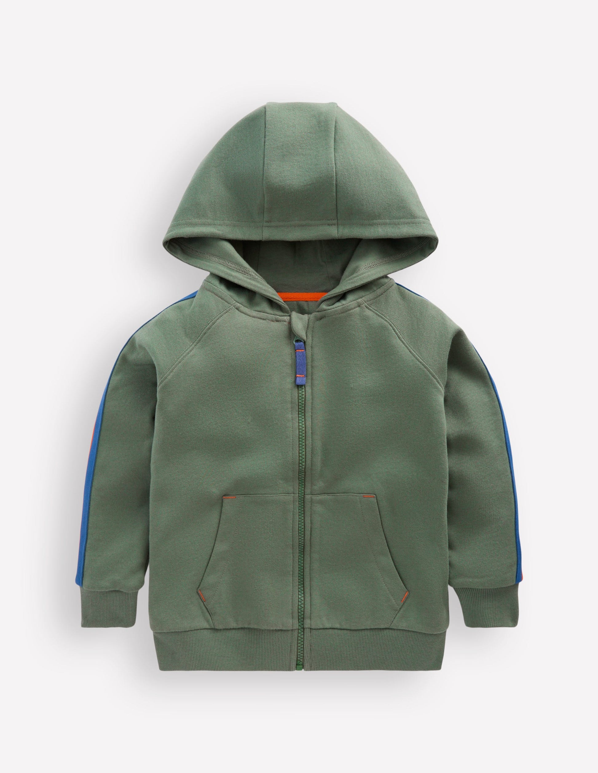 Raglan Zip-through Hoodie-Bottle Green-1
