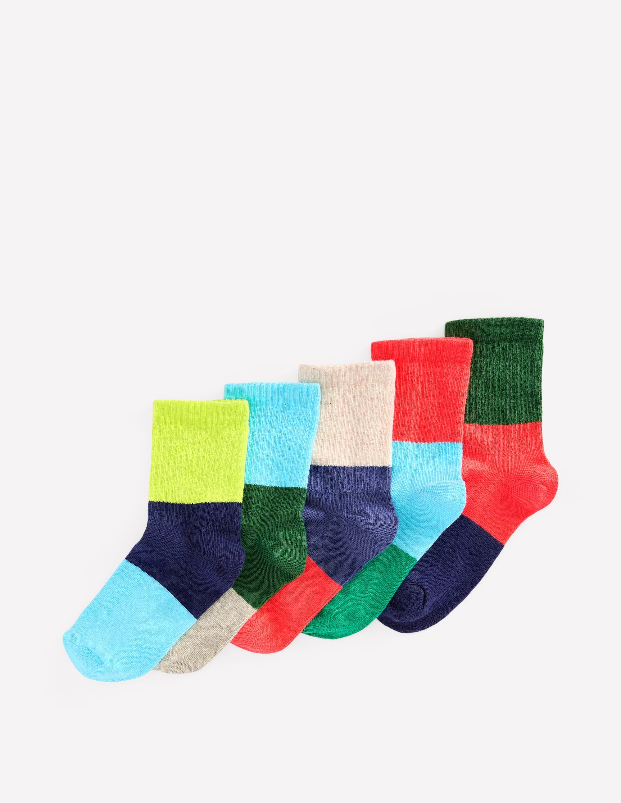 Boys Ribbed Socks 5 Pack-Colour Block - Image 1