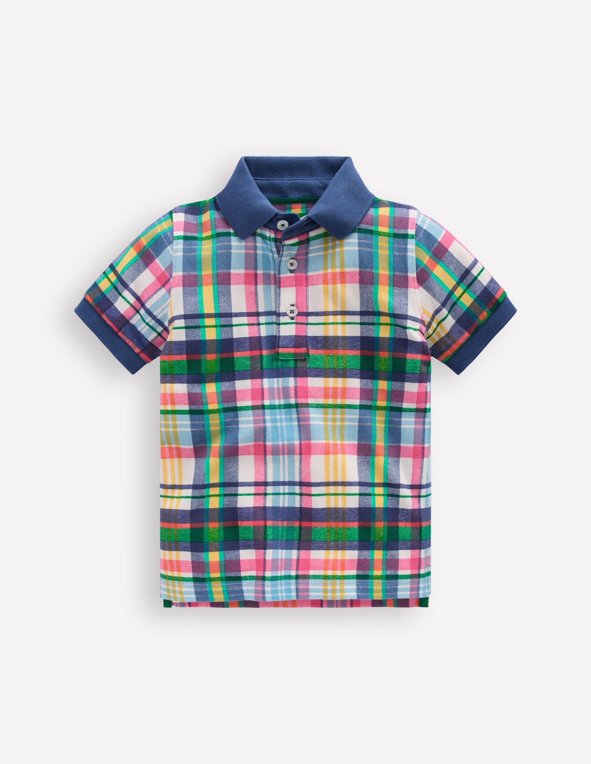 Piqué Polo Shirt-Ivory, Pink & Green Madras-1