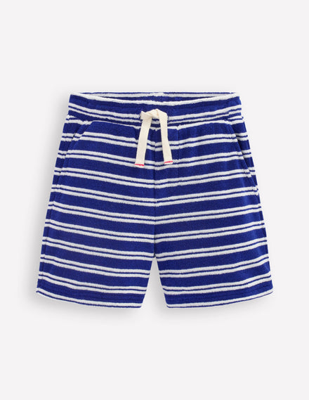 Towelling Shorts-Sapphire Blue and Ivory