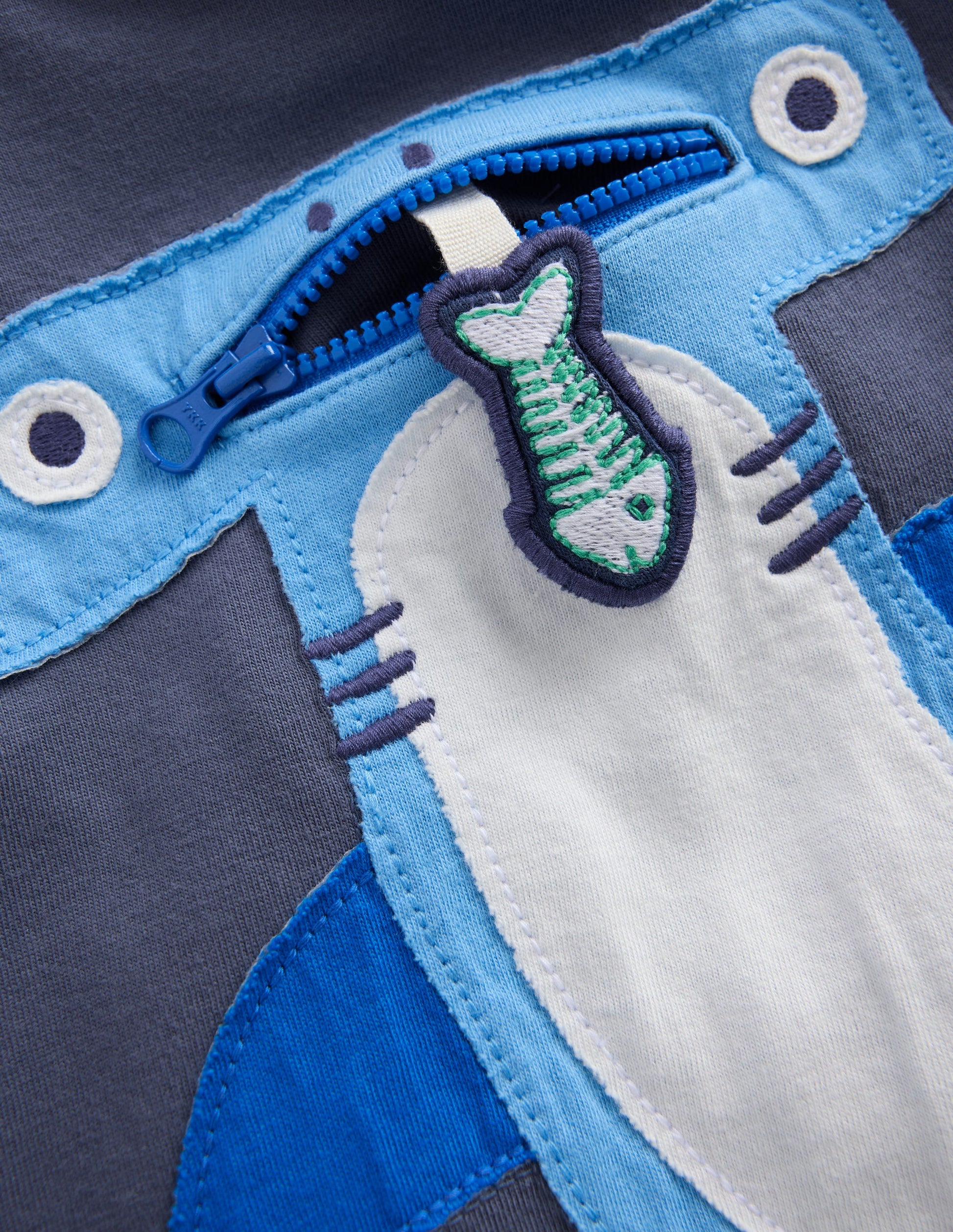 Zip Applique T-shirt-Robot Blue Hammerhead Shark-3