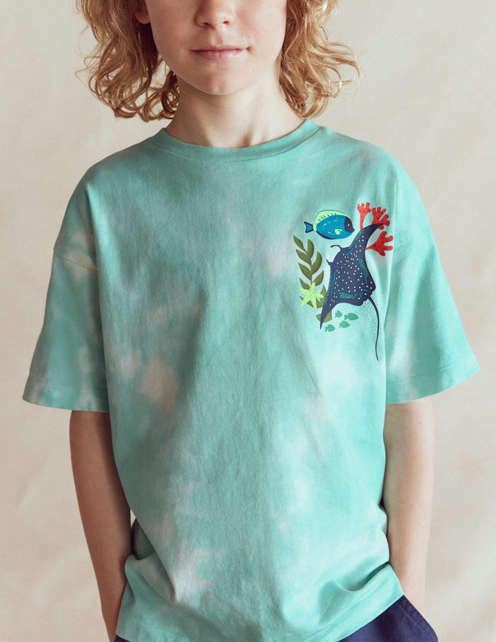 Front & Back Printed T-shirt-Tie Dye Coral Reef