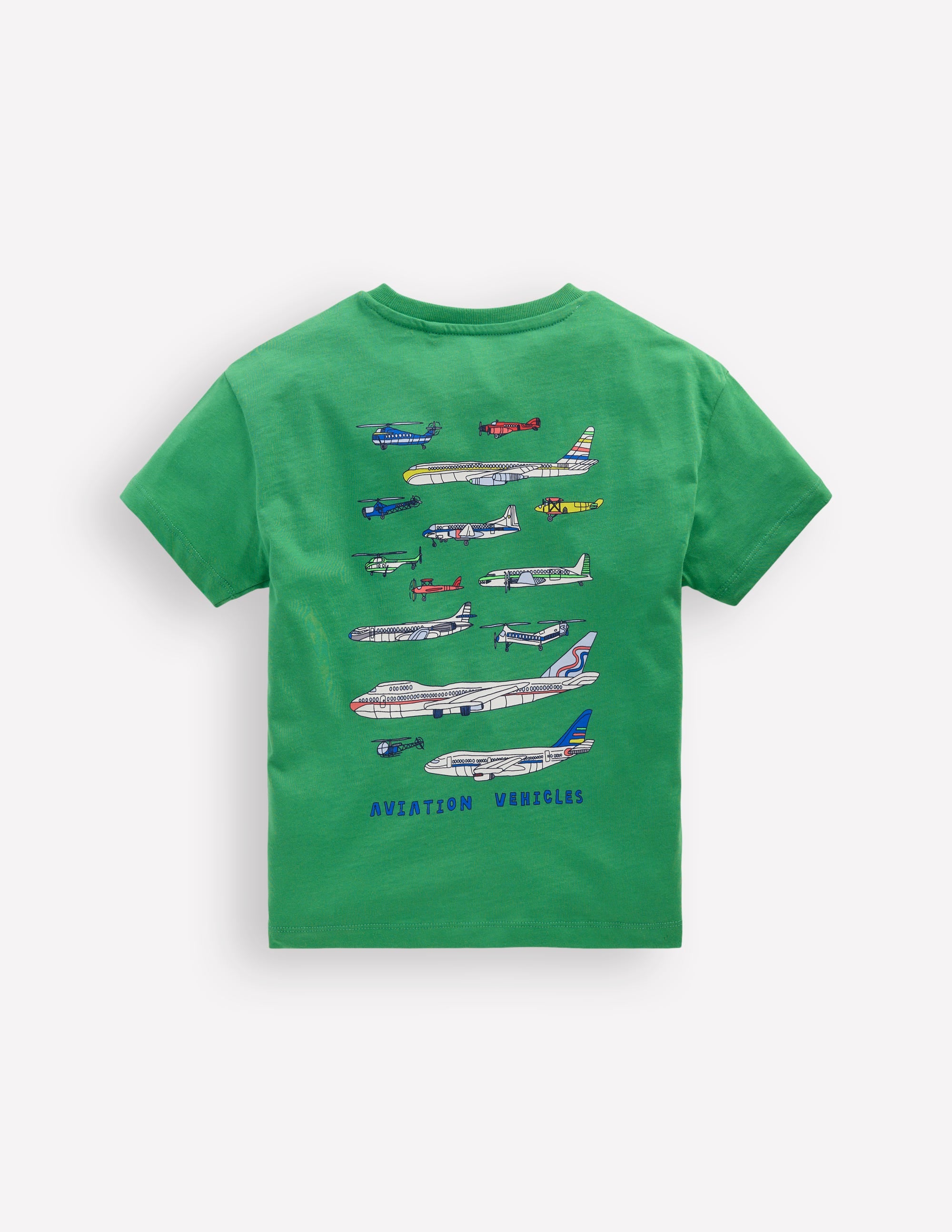 Front & Back Printed T-shirt-Bright Green Aviation Vehicles - Image 2