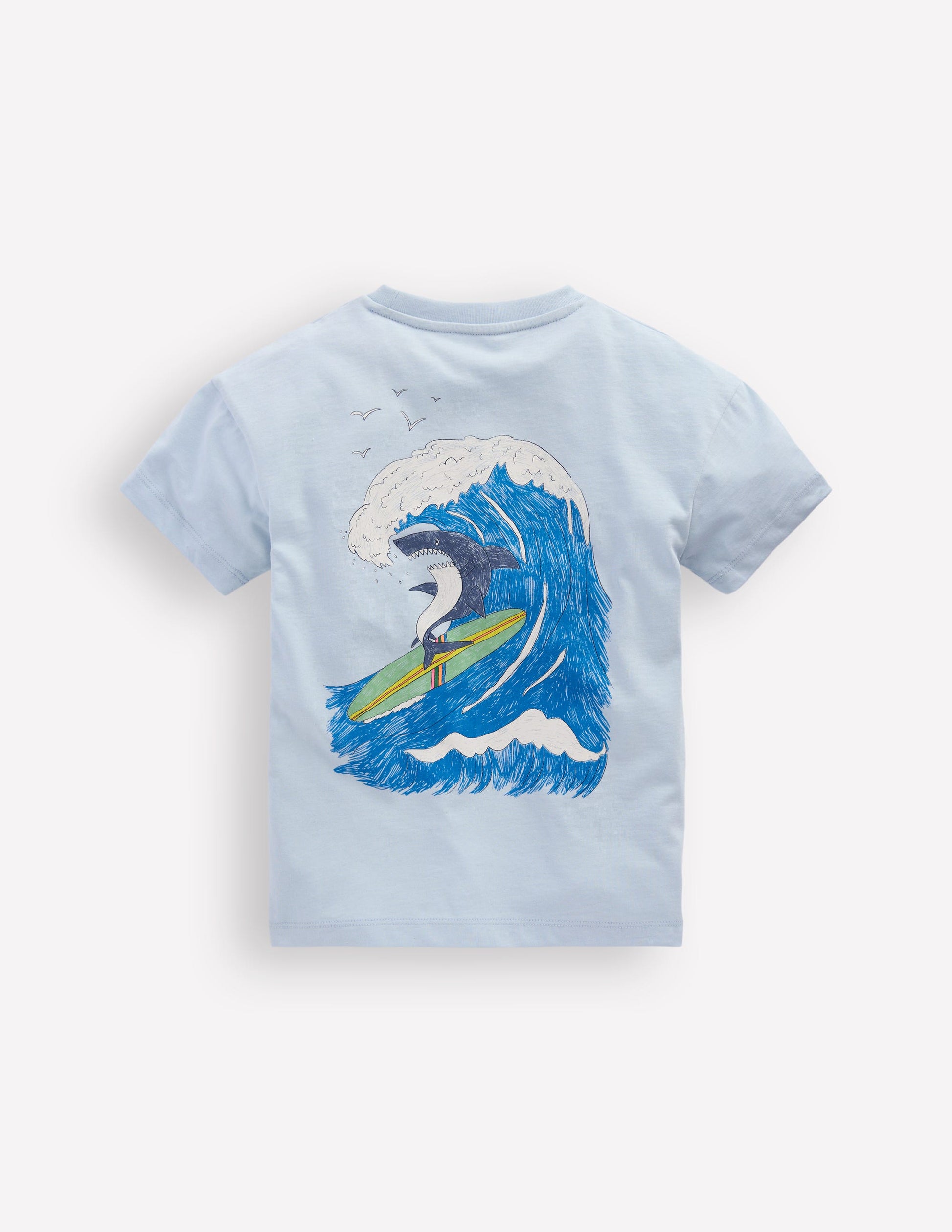Front & Back Printed T-shirt-Niagra Mist Surfing Shark-2