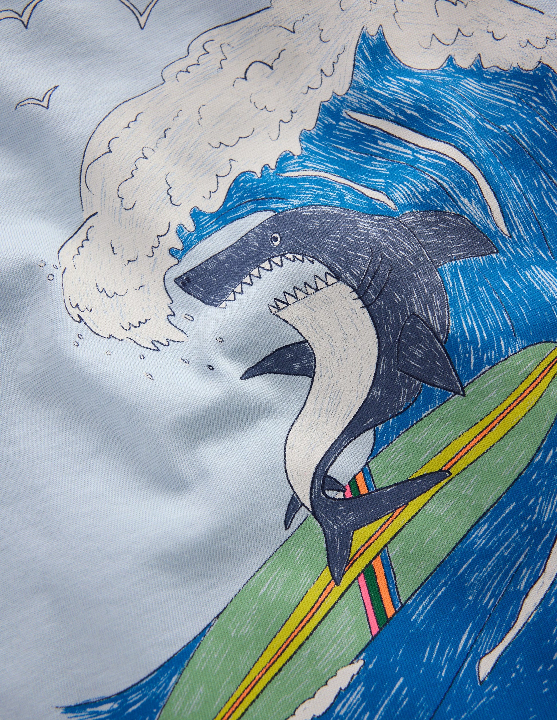 Front & Back Printed T-shirt-Niagra Mist Surfing Shark-3