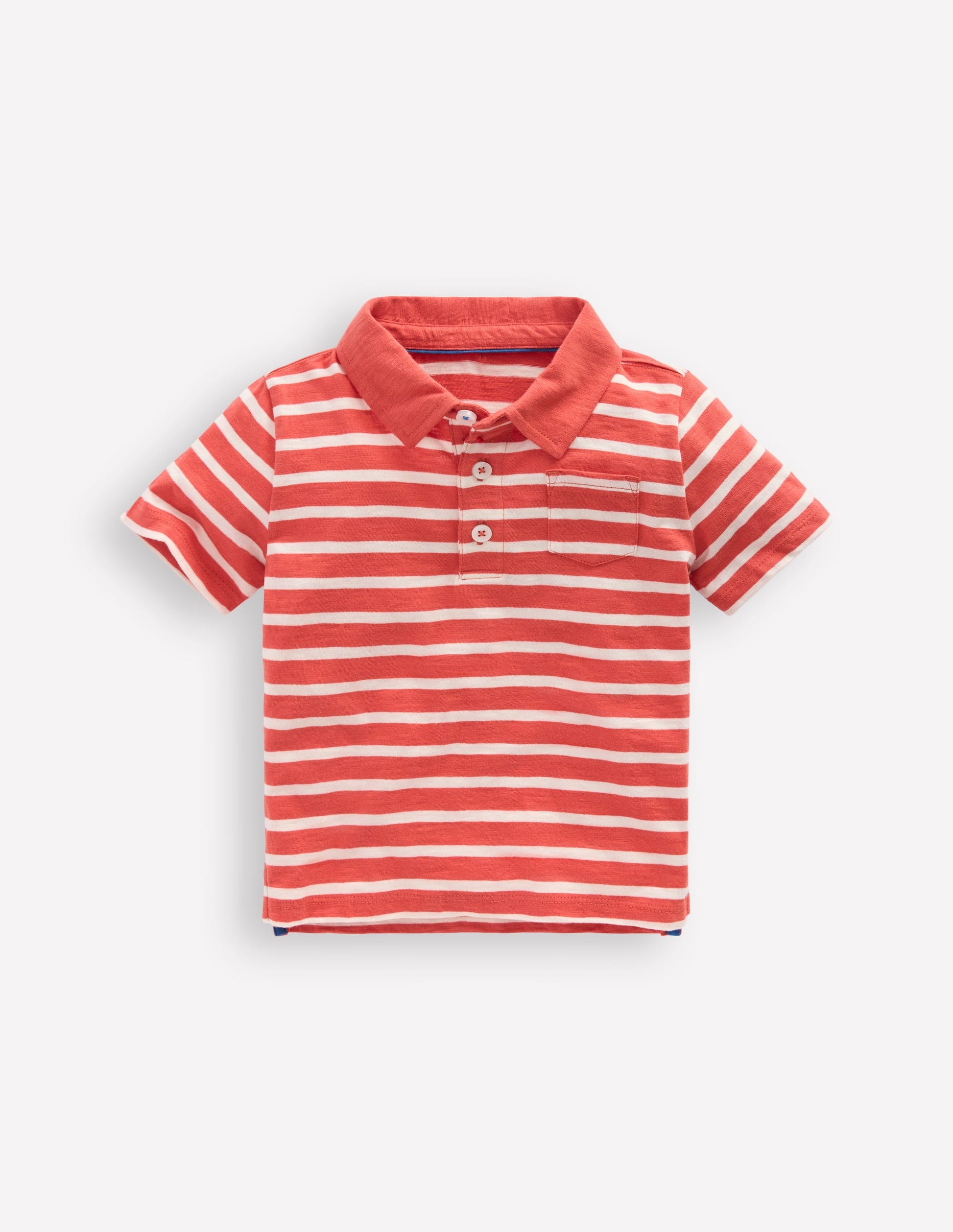 Slub Polo Shirt-Terracotta Clay and Ivory-1