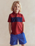 Slub Polo Shirt-Jam Red / College Navy