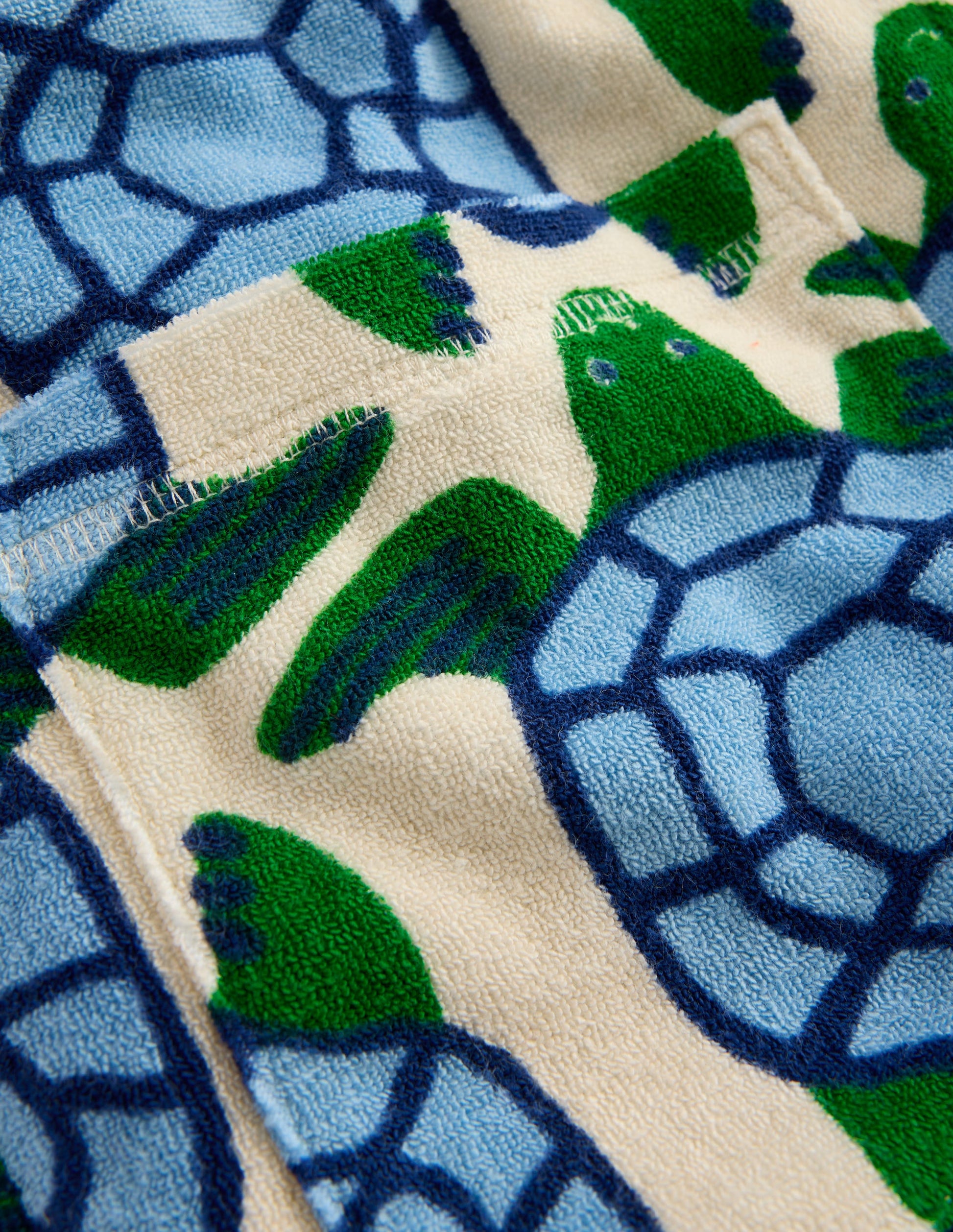 Towelling Zip-Up Throw-On-Calico White Turtles-5