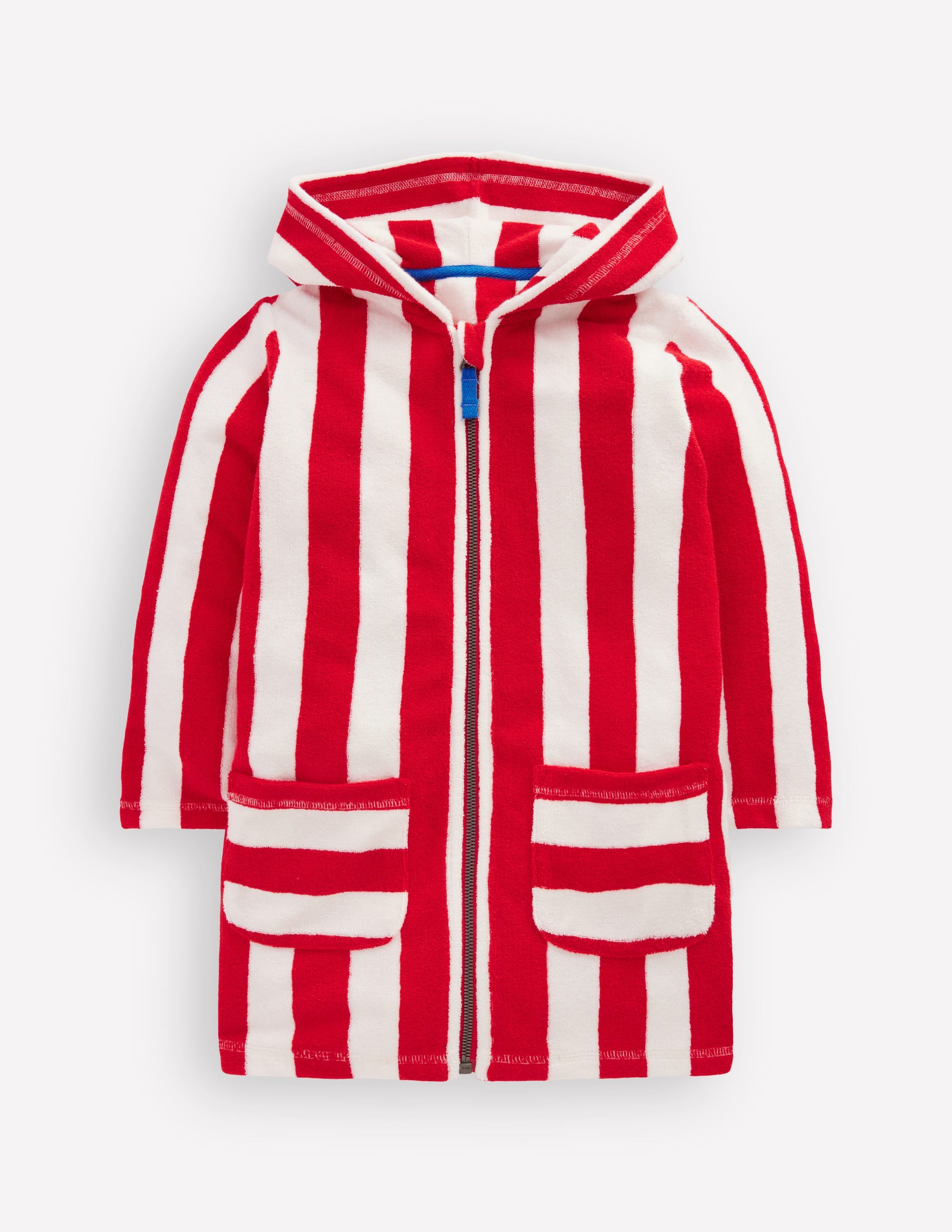 Towelling Zip-Up Throw-On-Red Stripe - Image 1