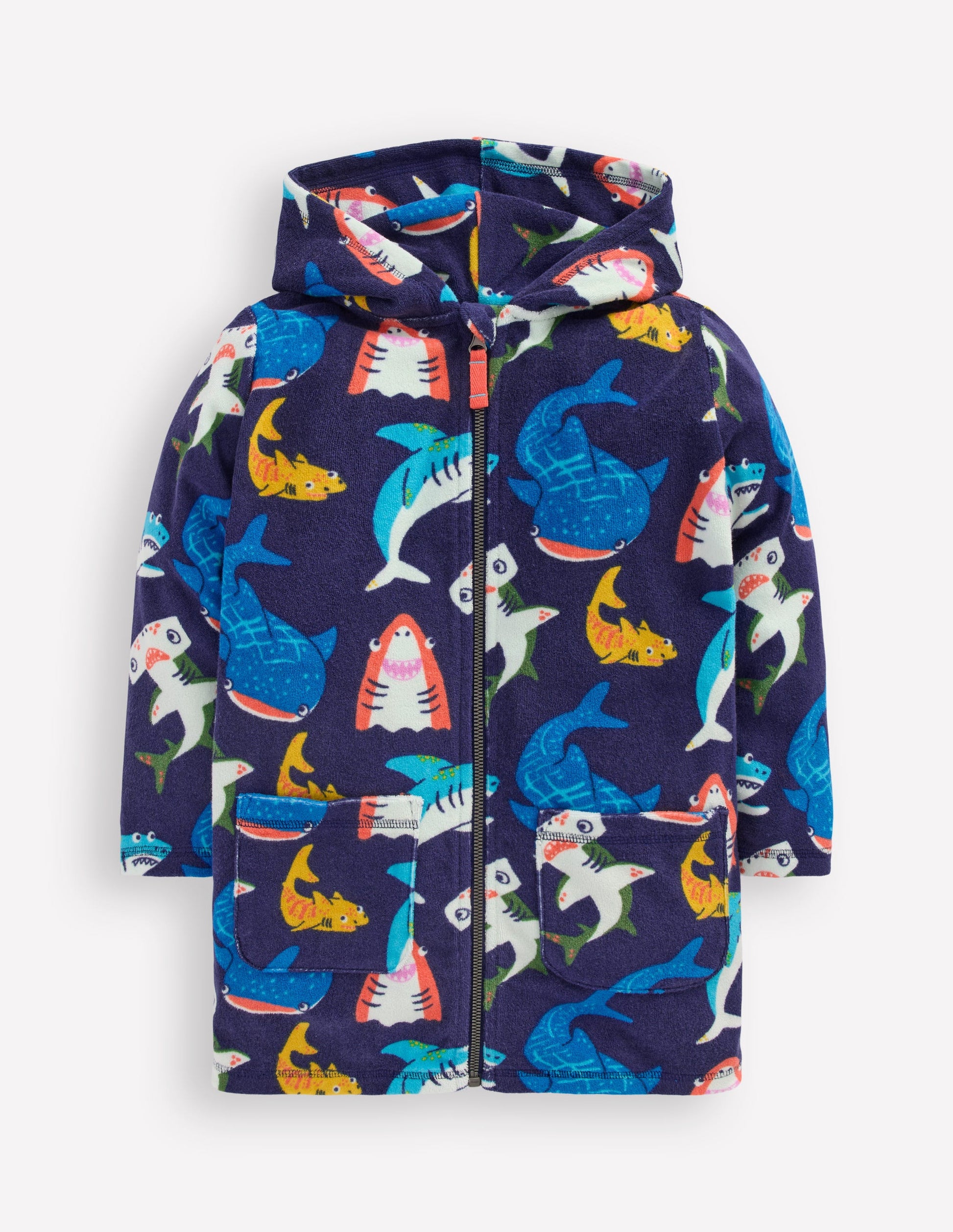 Towelling Zip-Up Throw-On-College Navy Sharks-1