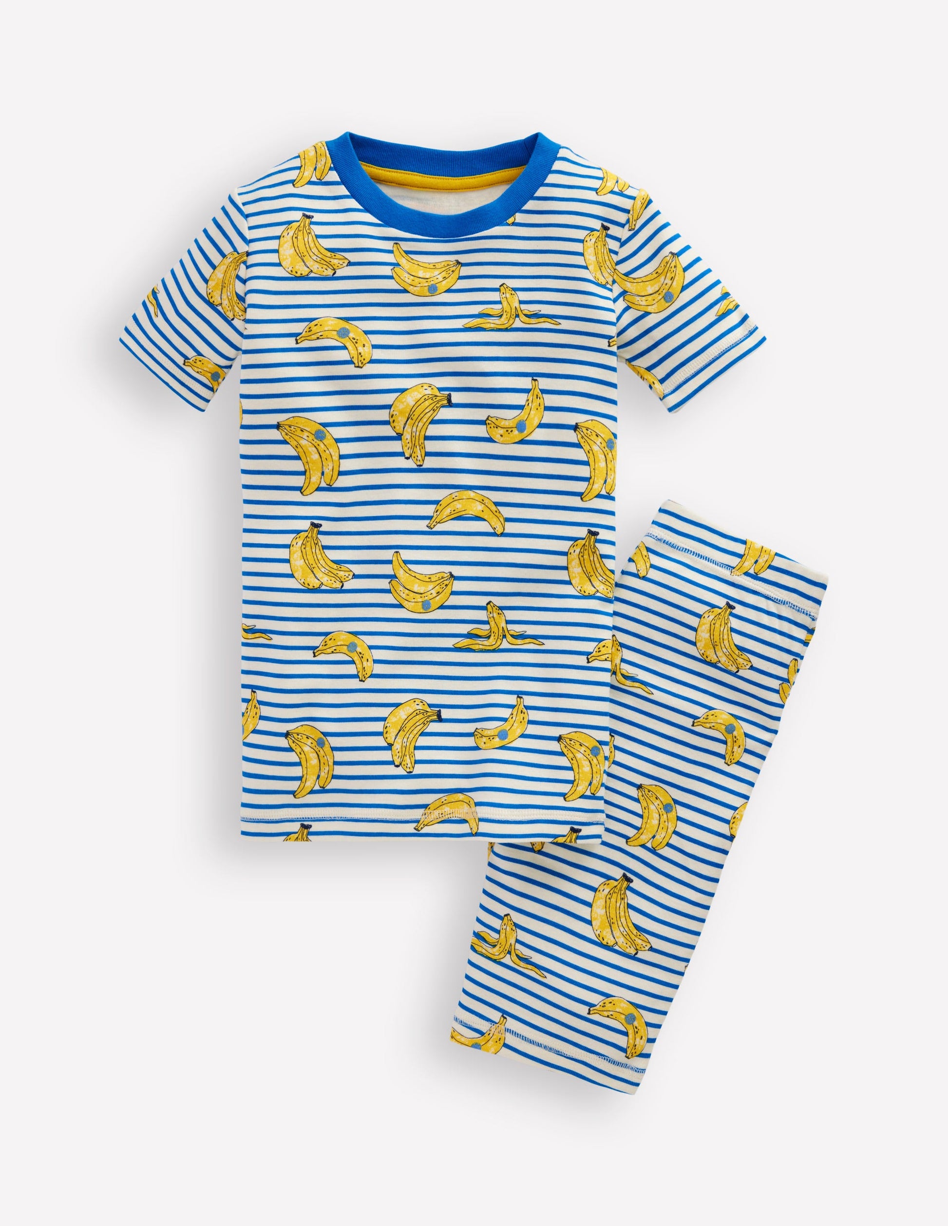 Snug Short John Pyjamas-Multi Banana Stripe-1