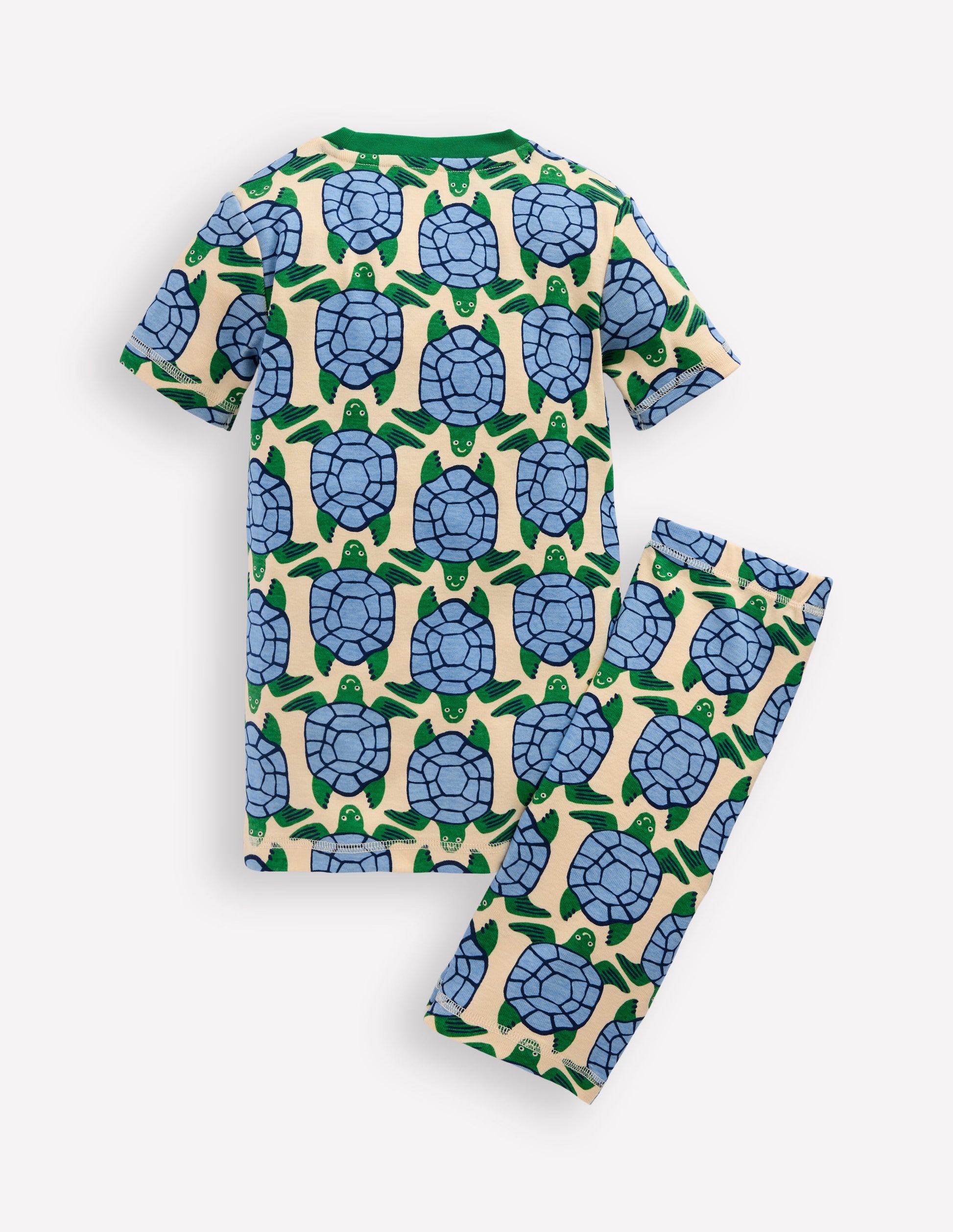 Snug Short John Pyjamas-Calico White Turtles-2