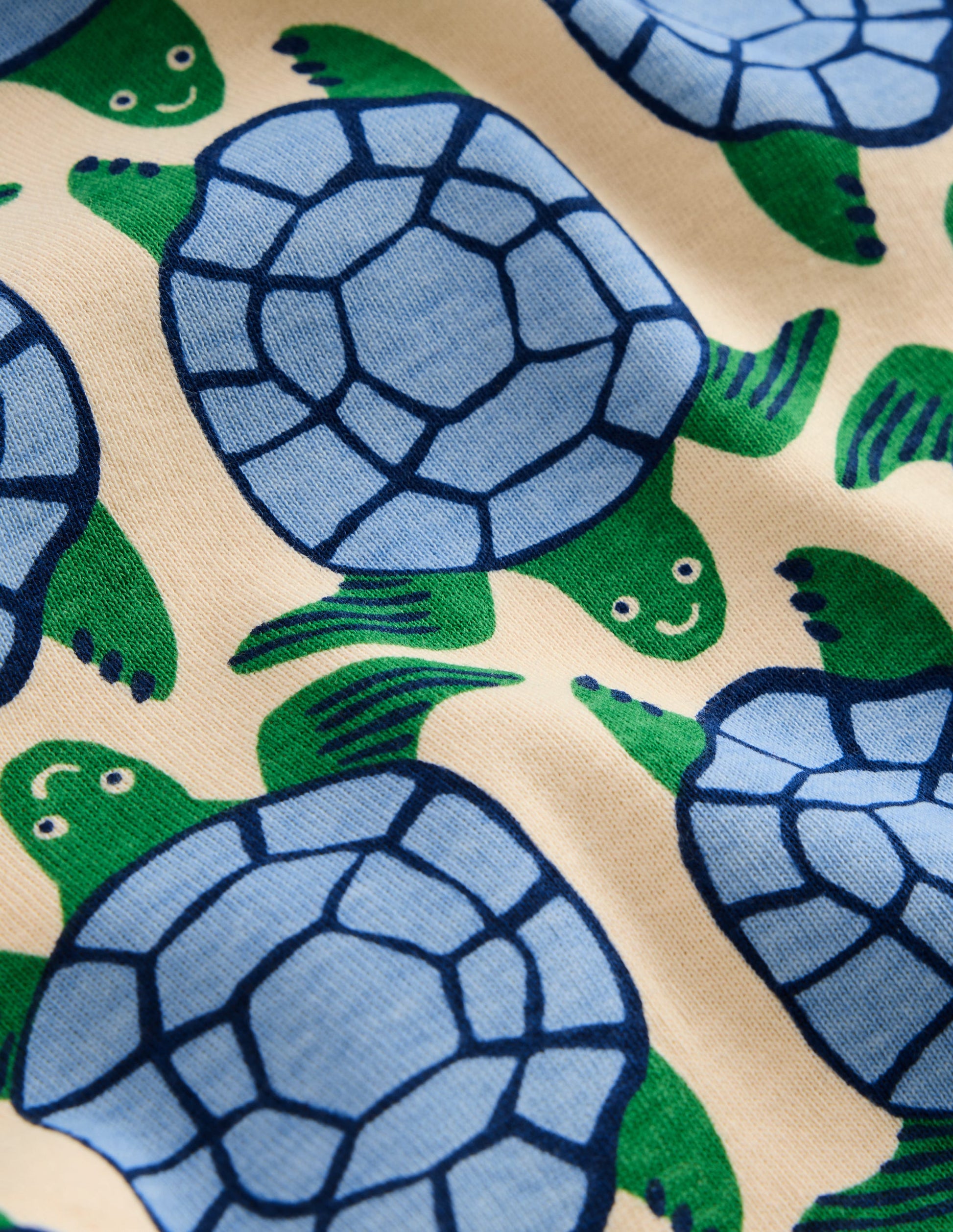 Snug Short John Pyjamas-Calico White Turtles-3