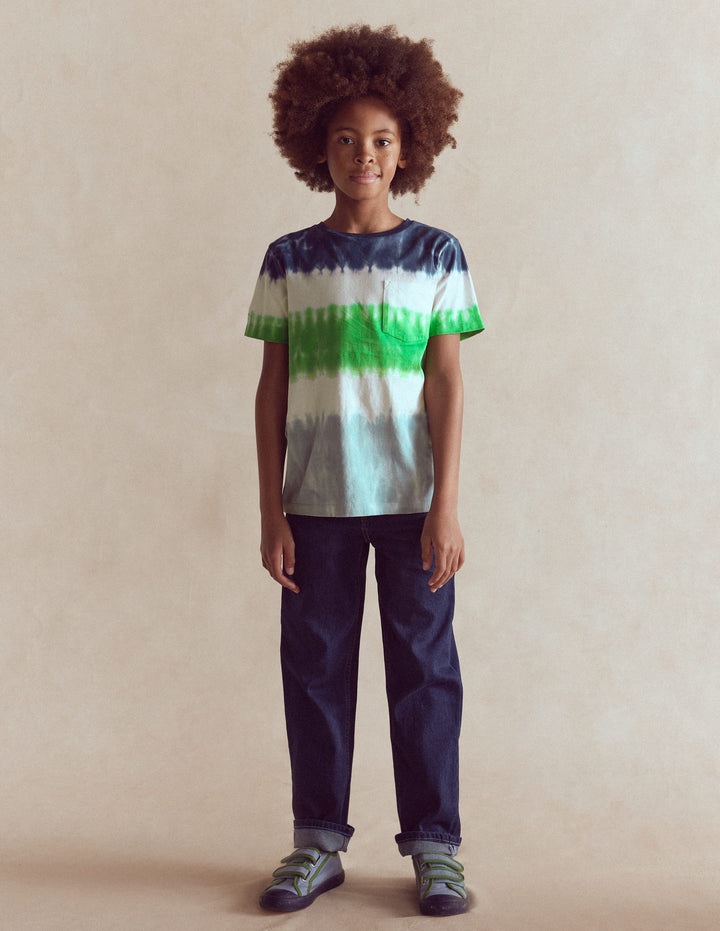 Tie Dye T-Shirt-Blue Multi Stripe