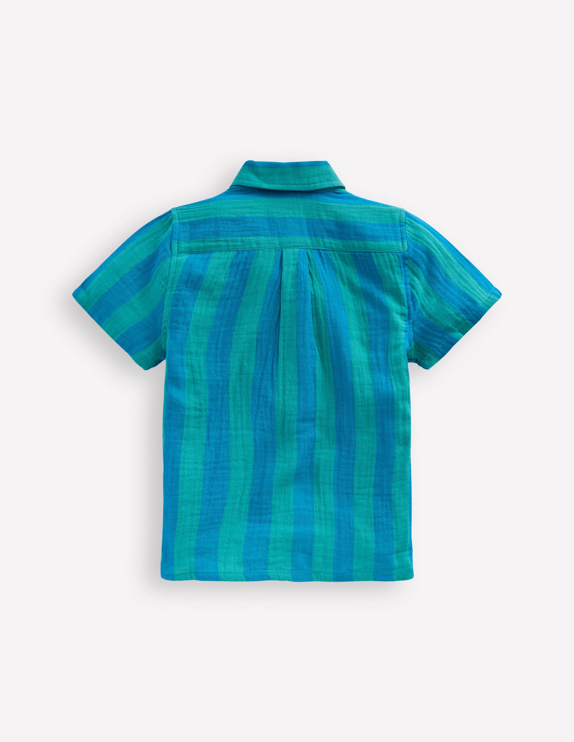 Double Cloth Shirt-Green and Blue Stripe-4