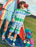 Tie Dye Shorts-Green and Blue