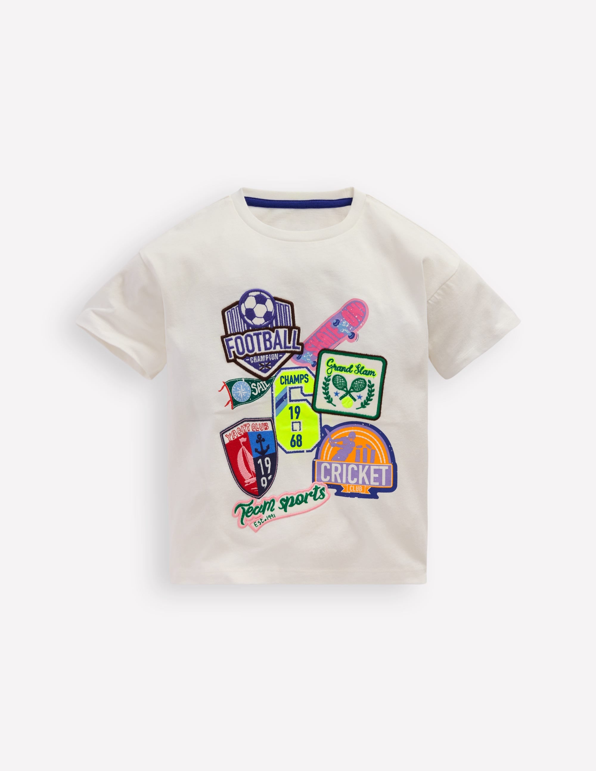 Short Sleeve Badge T-shirt-Soft Ivory Sports - Image 1