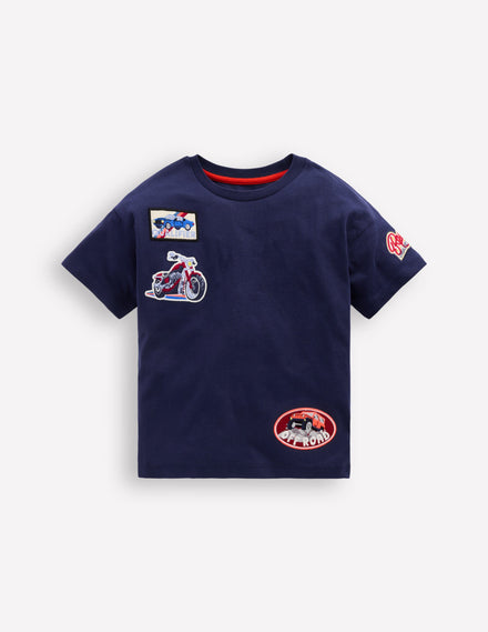 Short Sleeve Badge T-shirt-College Navy Cars