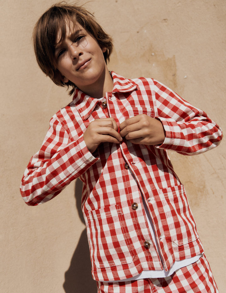 Twill Jacket-Red Gingham