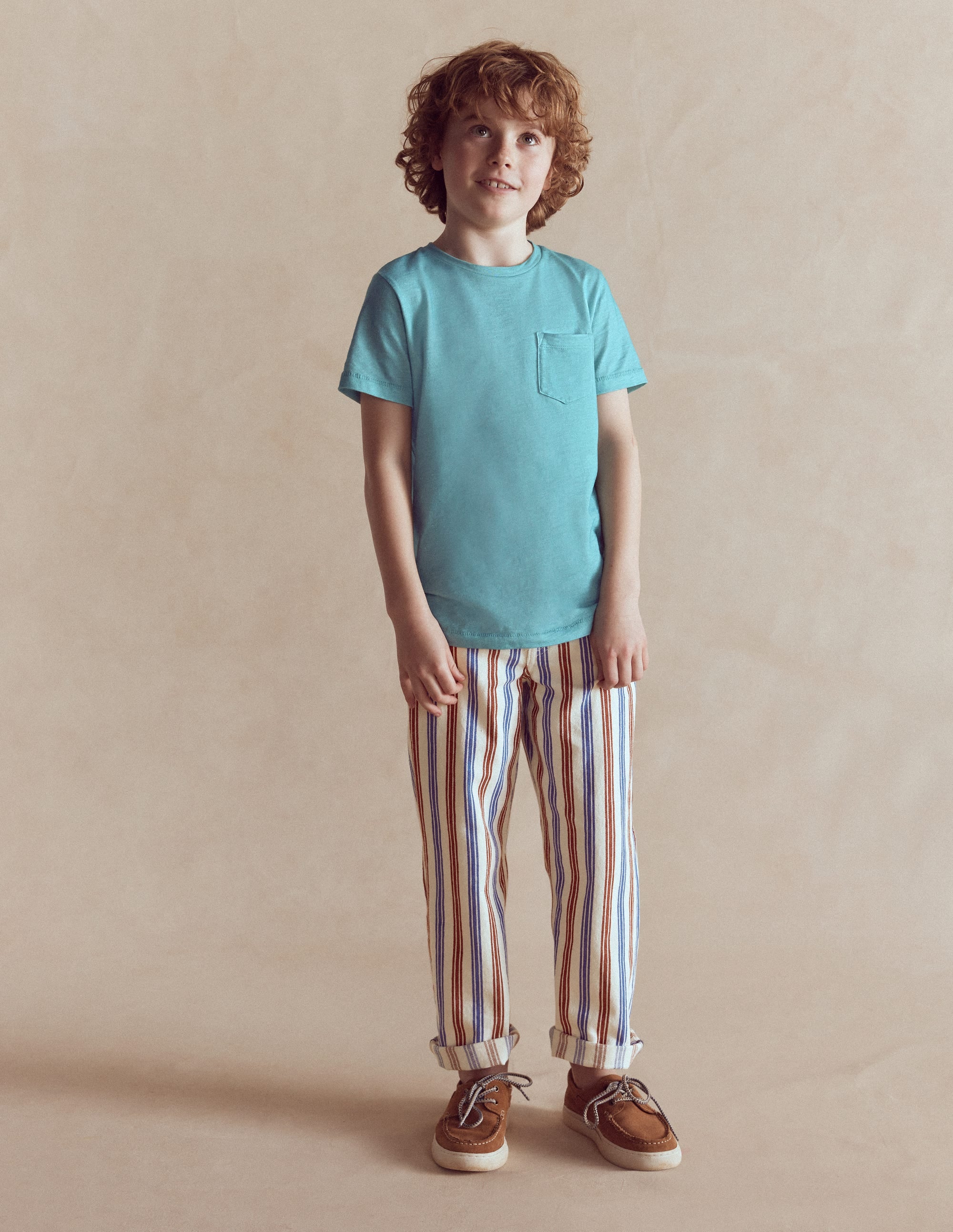 Relaxed Straight Jeans-Blue and Red Stripe - Image 1