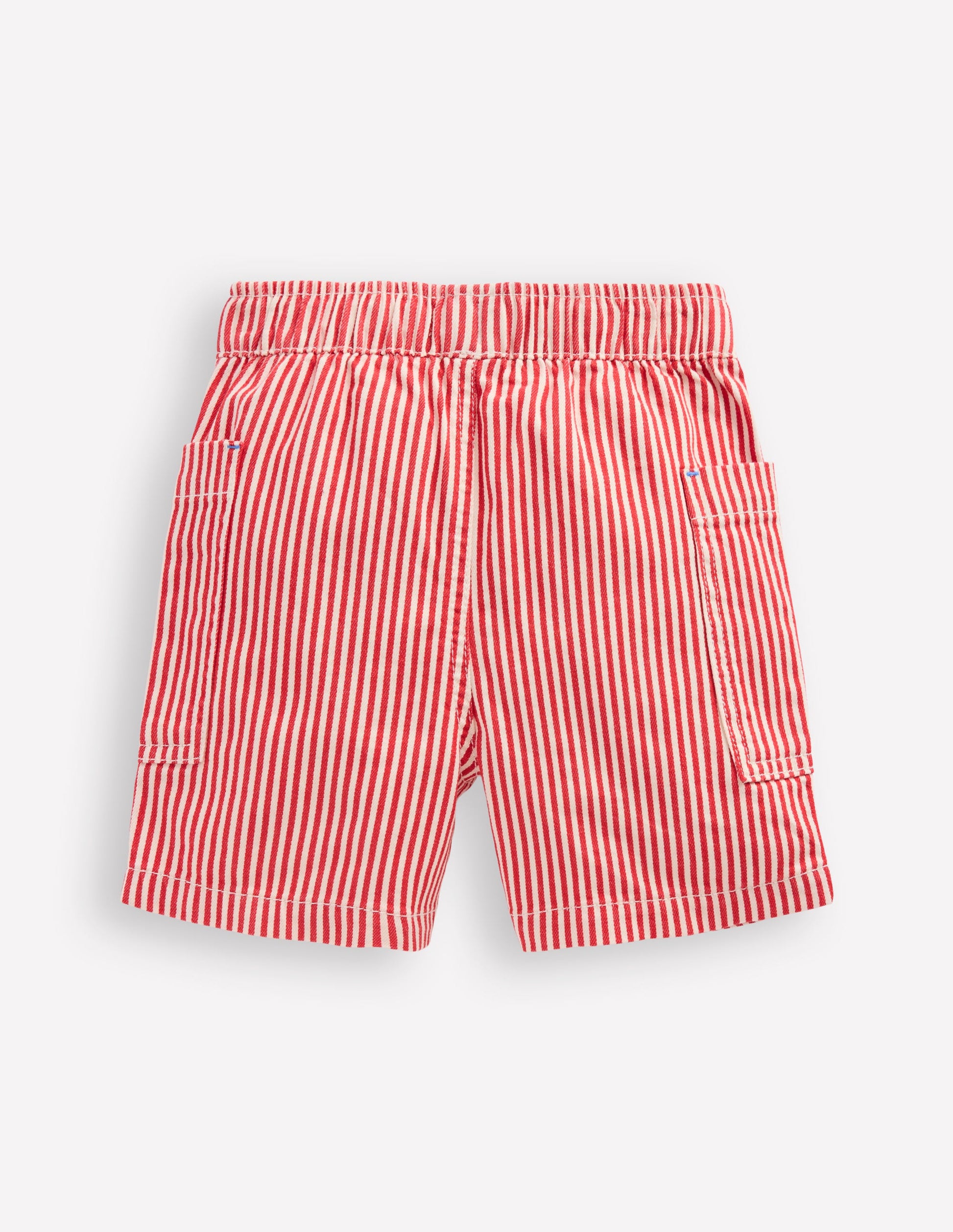Cotton Pocket Shorts-Red Ticking-2