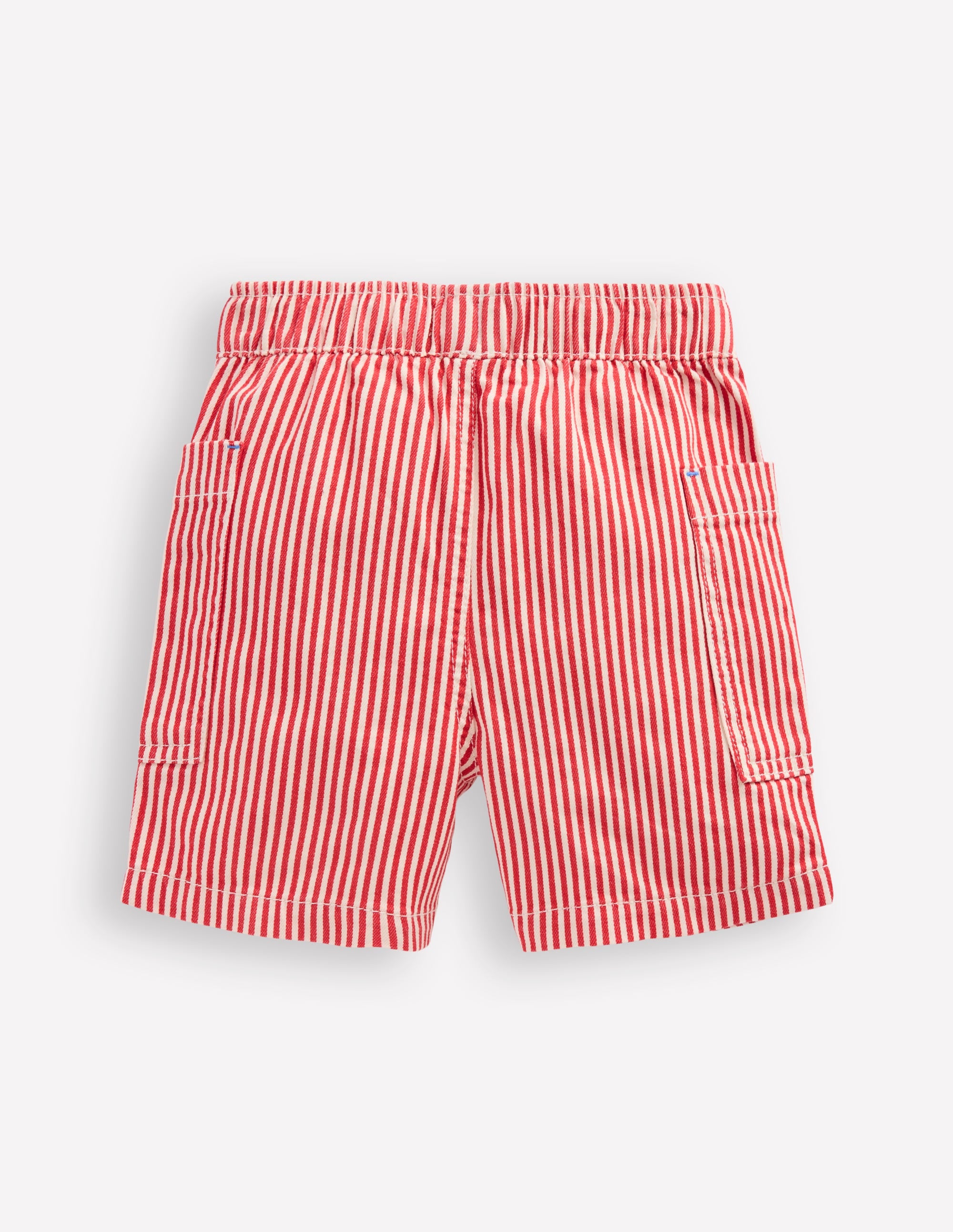 Cotton Pocket Shorts-Red Ticking - Image 2
