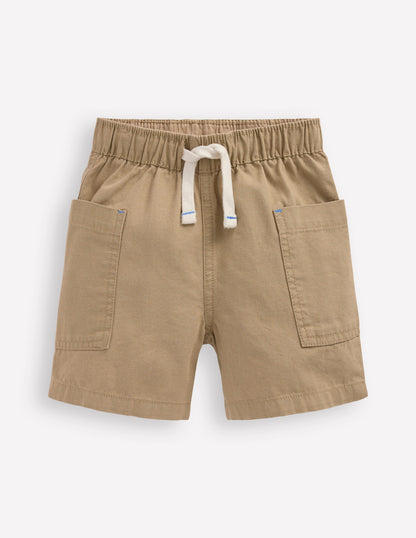 Cotton Pocket Shorts-Macadamia-1
