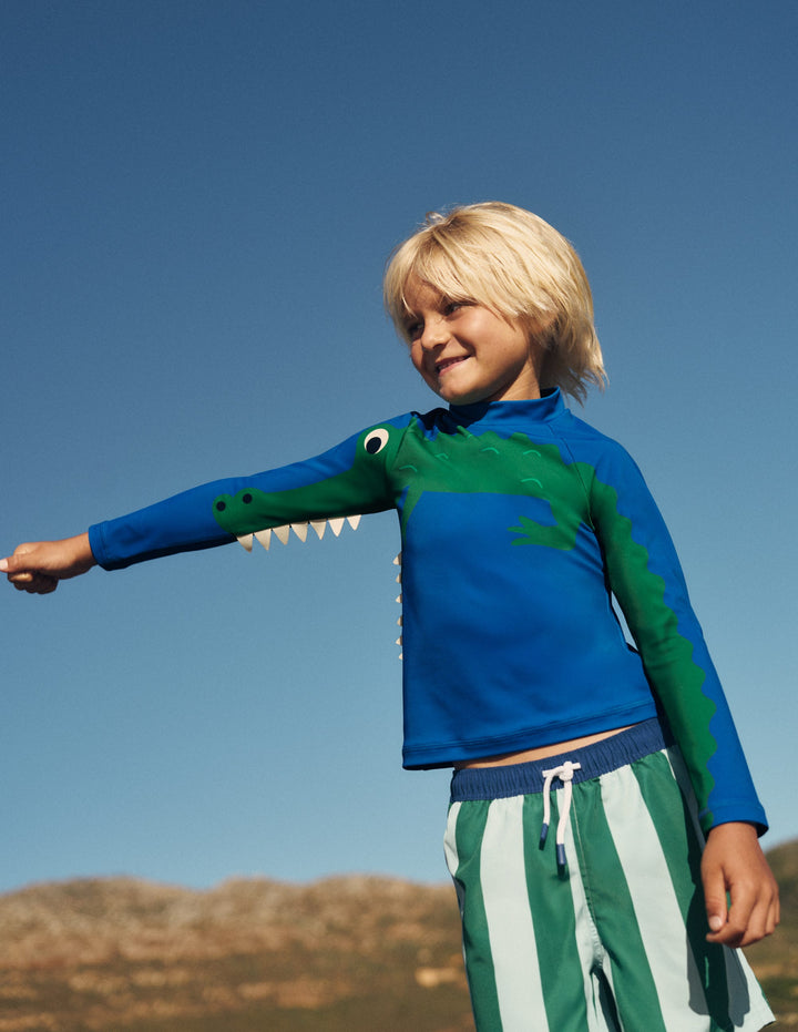 Sun Safe Fun Rash Vest-Blue Croc
