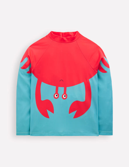 Sun Safe Fun Rash Vest-Aqua Sea Blue Crab