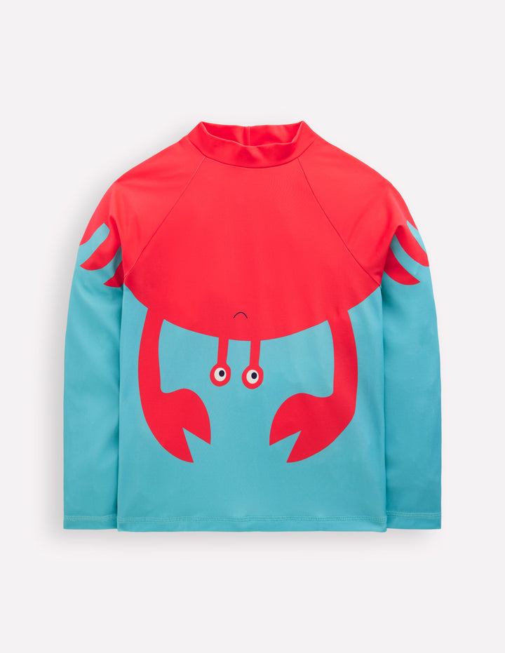 Sun Safe Fun Rash Vest-Aqua Sea Blue Crab