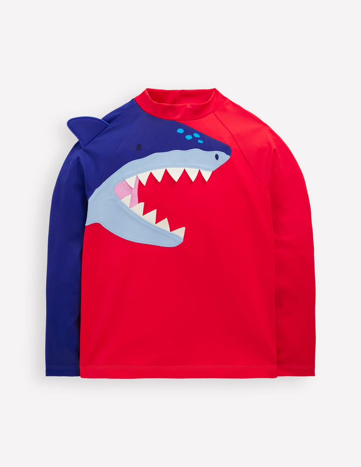 Sun Safe Fun Rash Vest-Rockabilly Red Shark