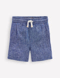 Cotton Linen Shorts-Chambray