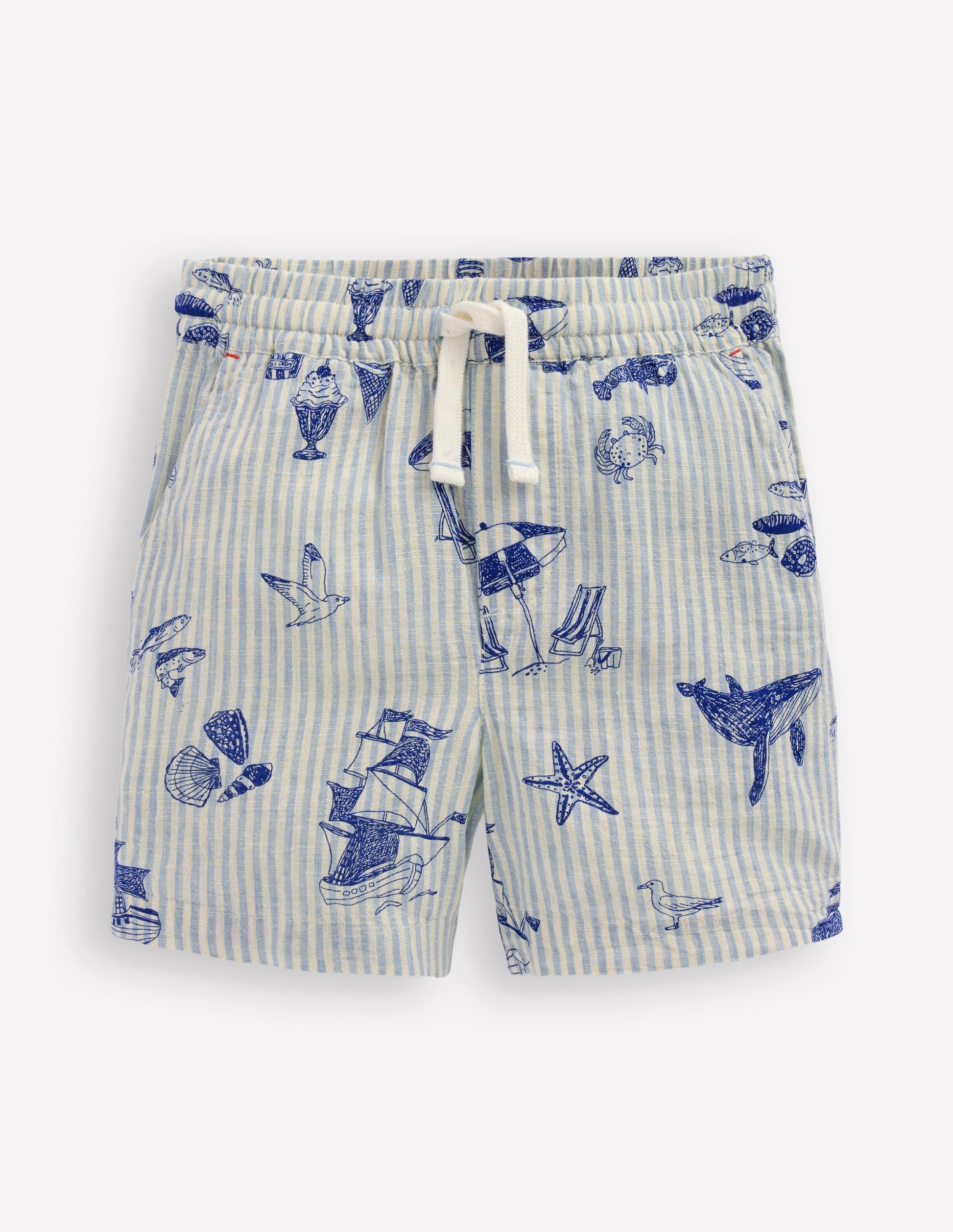 Cotton Linen Shorts-Beach Front-1