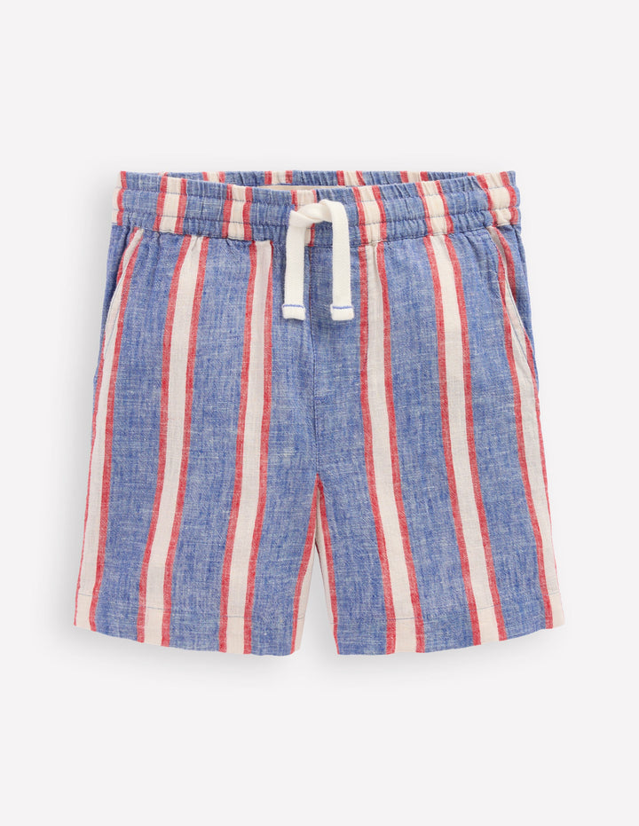 Cotton Linen Shorts-Triple Stripe