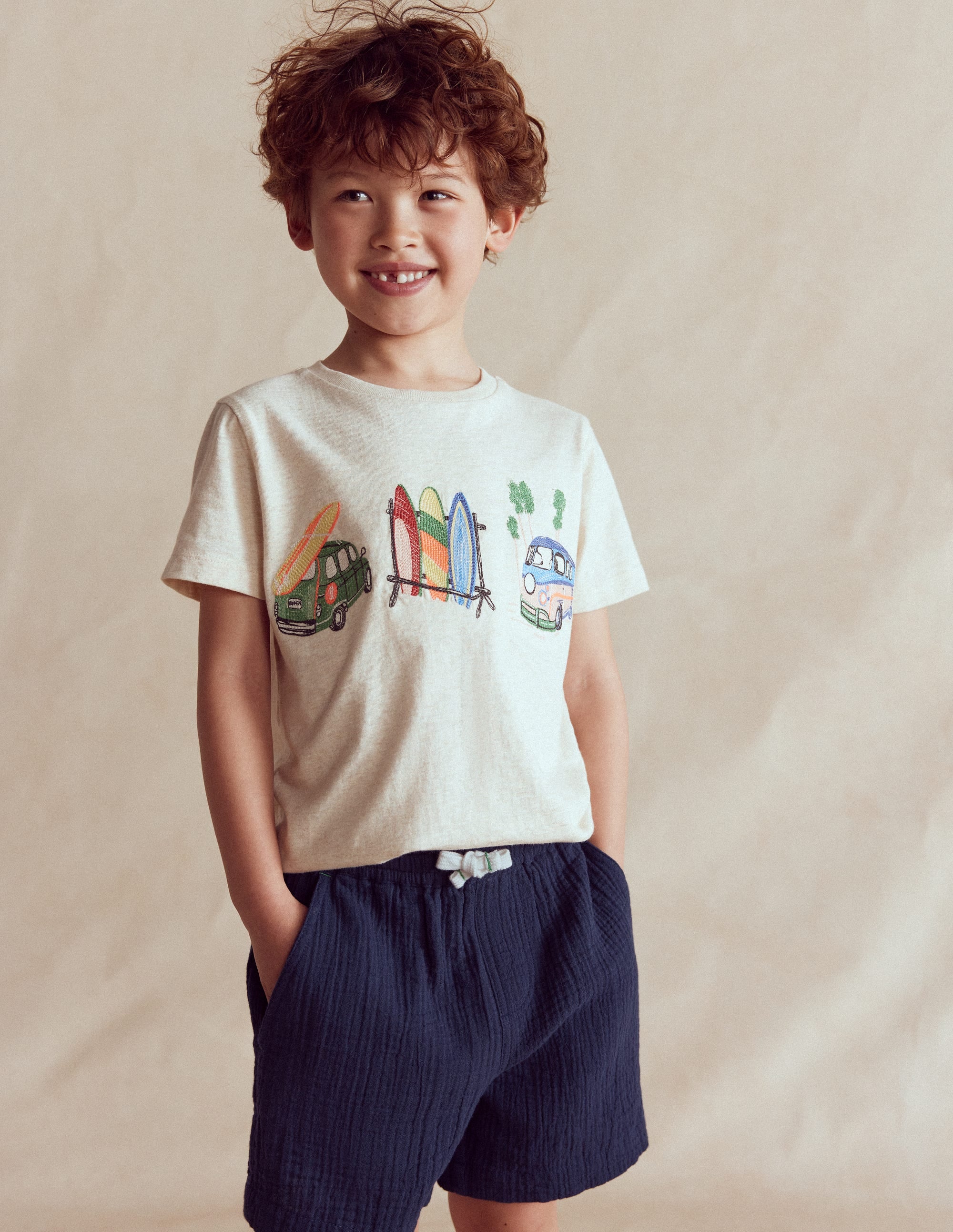 Double Cloth Shorts-Navy - Image 1