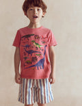 Vintage Wash Graphic T-shirt-Red Dino