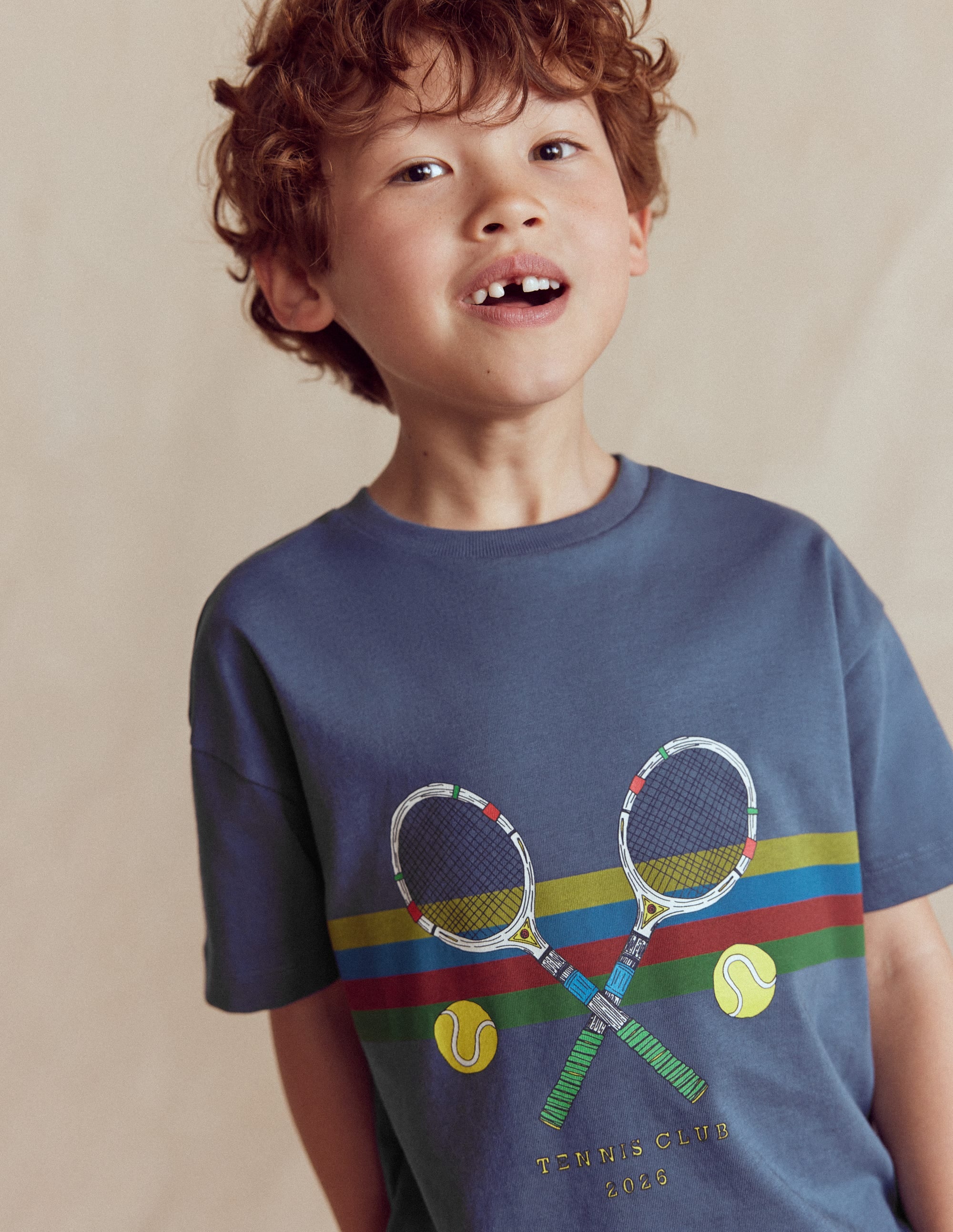 Relaxed Sport Graphic T-shirt-Robot Blue Tennis - Image 1