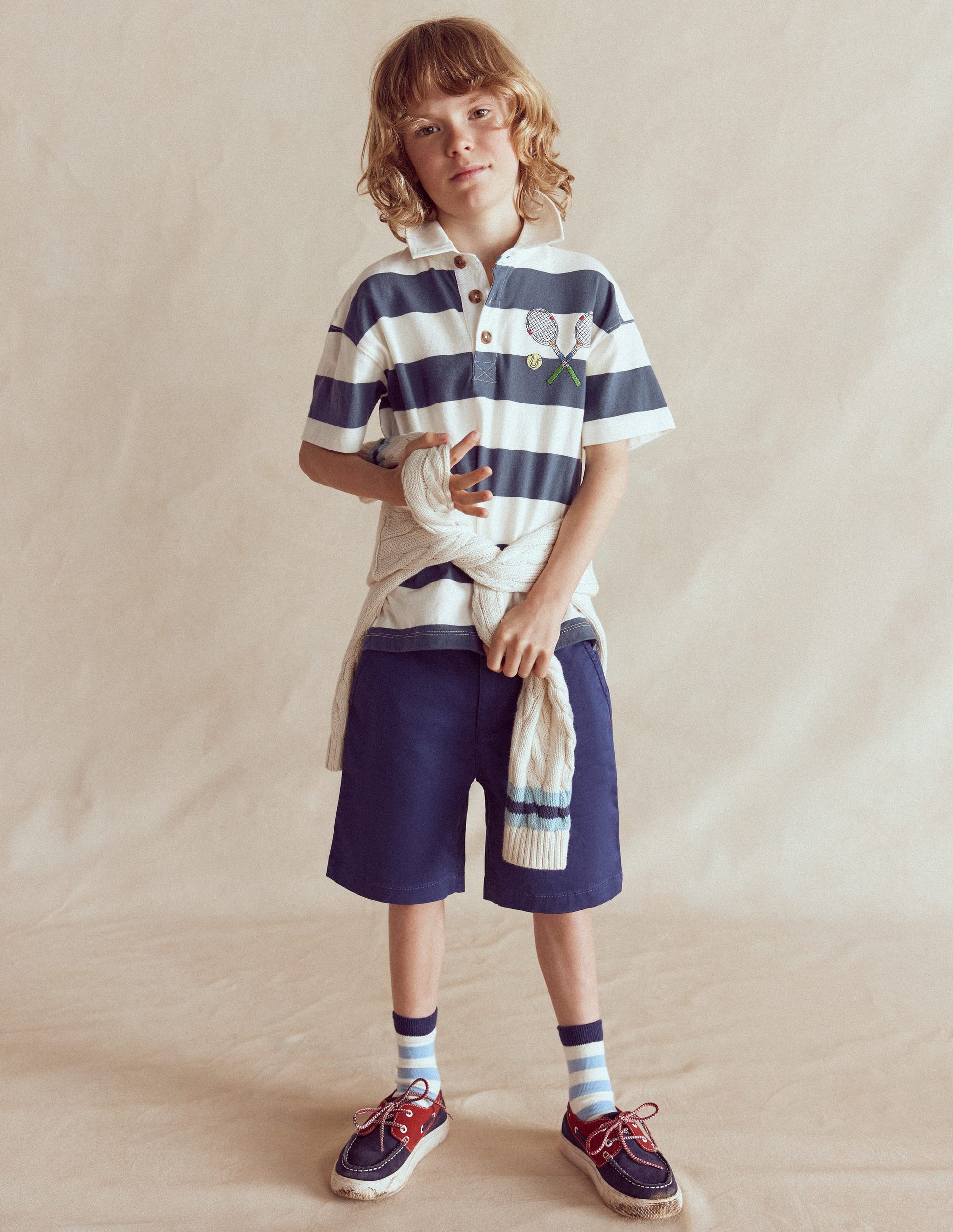 Relaxed Appliqué Polo Shirt-Robot Blue Tennis-4